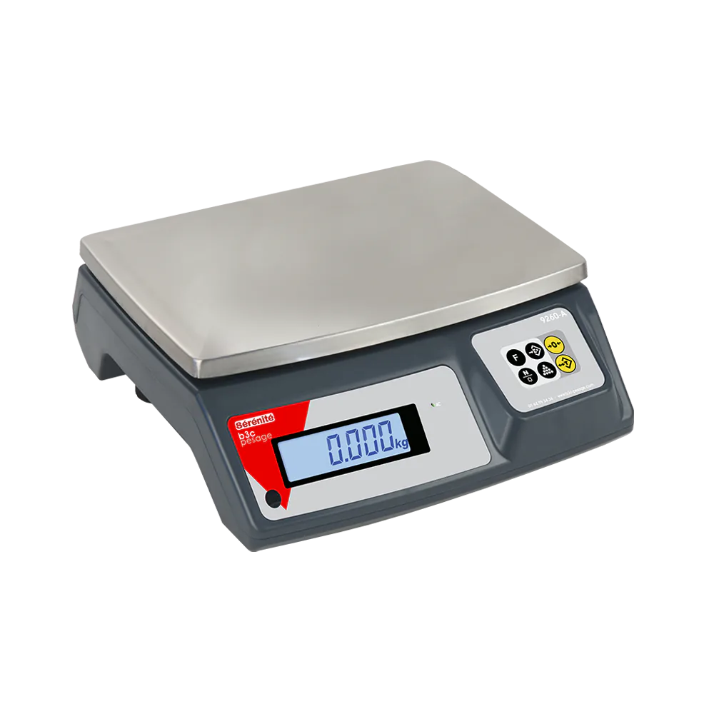 Balance compacte B3C 9260 Pro IP56, carrosserie ABS, grand plateau inox 300×230 mm, totalisation pesées et pièces