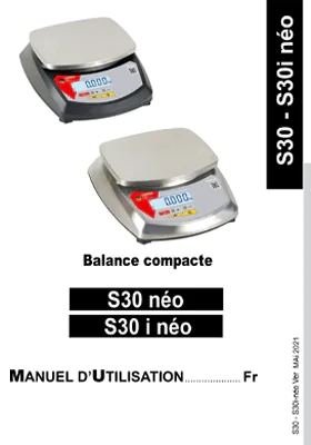 Aperçu de la première page du manuel d'utilisation PDF de la balance S30-ABS, pesage, tarage, comptage