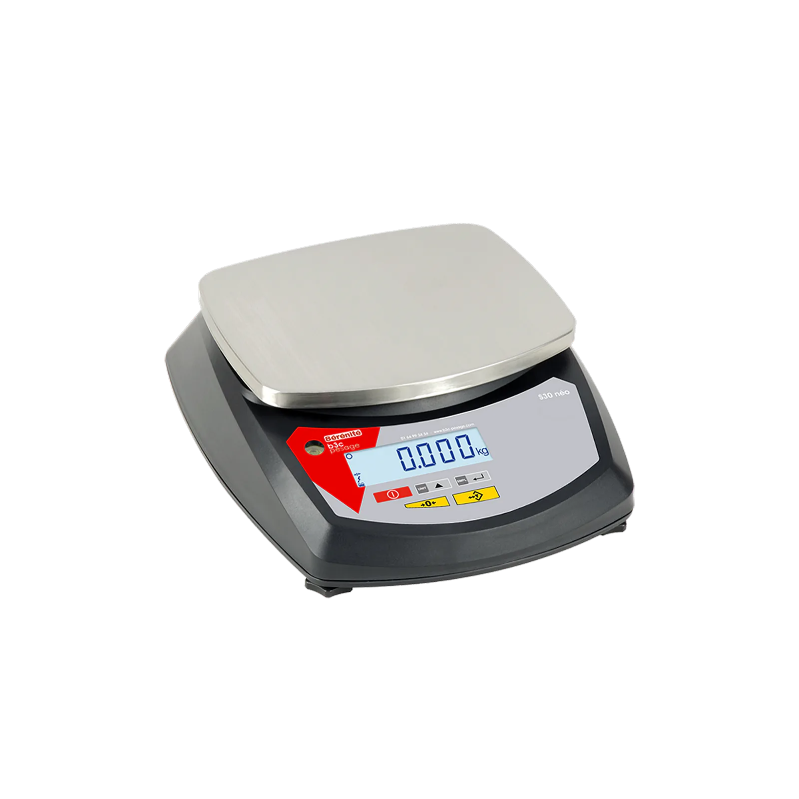 Balance compacte B3C S30-ABS détourée, avec carrosserie ABS, plateau inox amovible et afficheur LCD