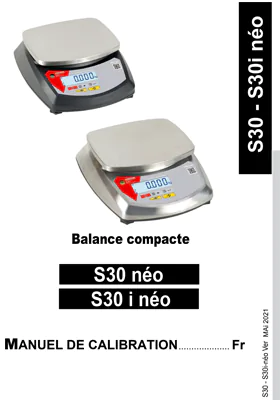 Aperçu de la première page du manuel de calibration PDF des balances compactes S30 et S30i-néo