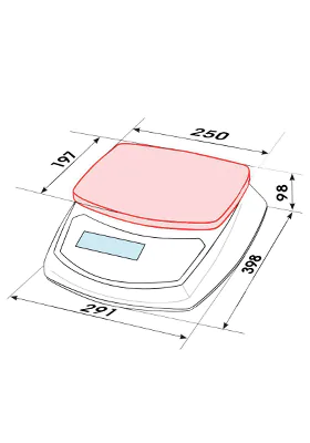 Aperçu du plan coté PDF des dimensions de la balance S30i-néo, hors-tout 291 × 398 × 98 mm