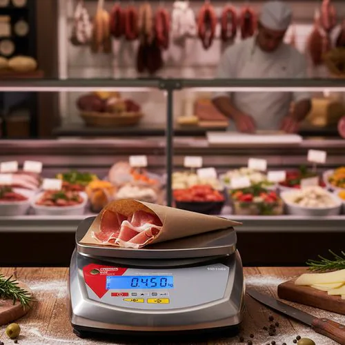 Bol inox rempli de farine pesé à 2,483 kg sur la balance compacte S30i-néo tout inox