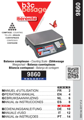 Aperçu de la première page du manuel d'utilisation PDF de la 9860 : comptage, mémoires, totalisation