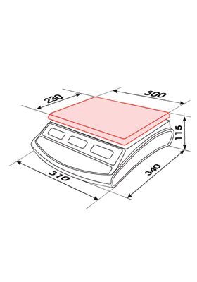 Aperçu du plan coté PDF des dimensions extérieures hors tout de la balance compteuse 9880