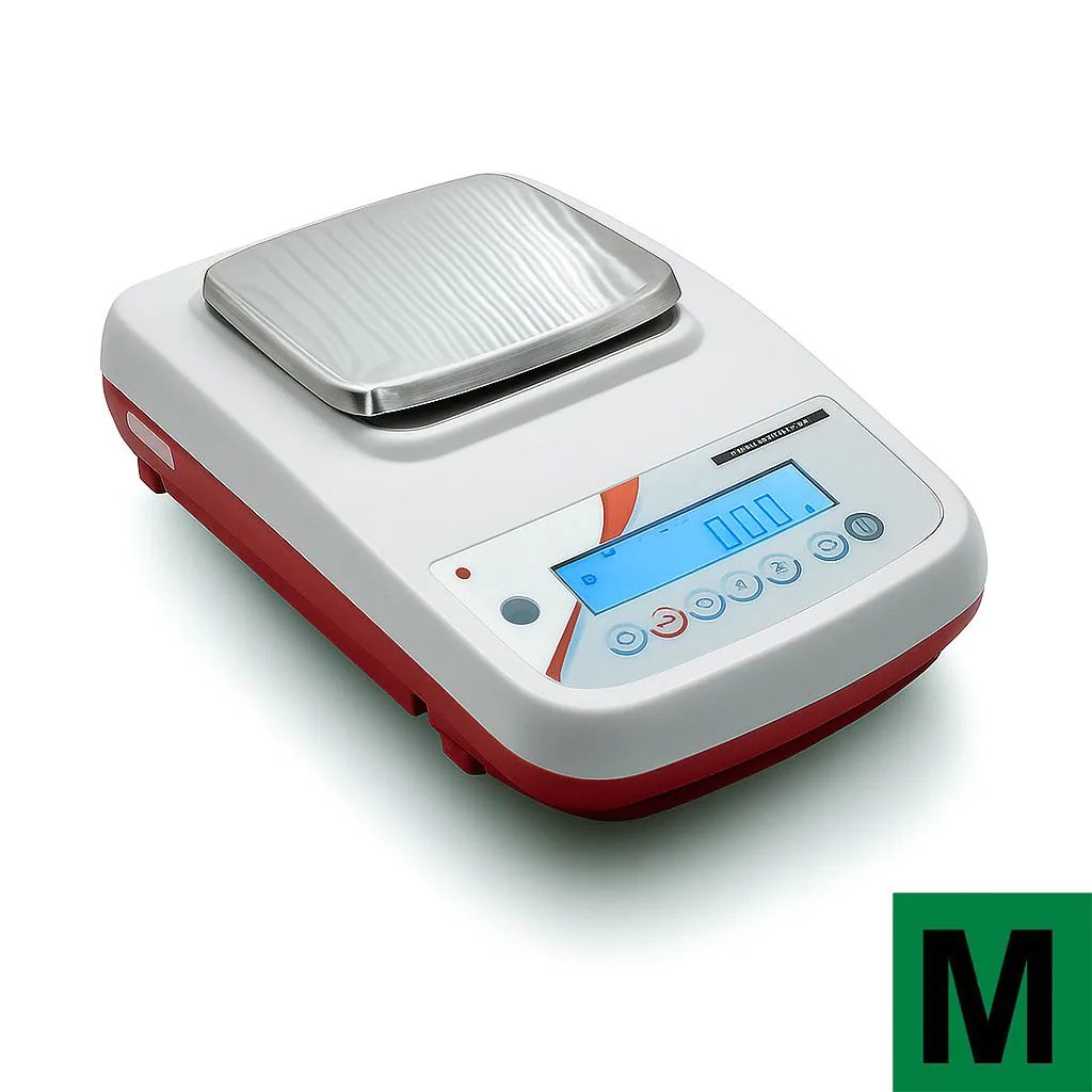 Balance de laboratoire LAB-900 homologuée portant la vignette de vérification M de métrologie légale, échelon de vérification e