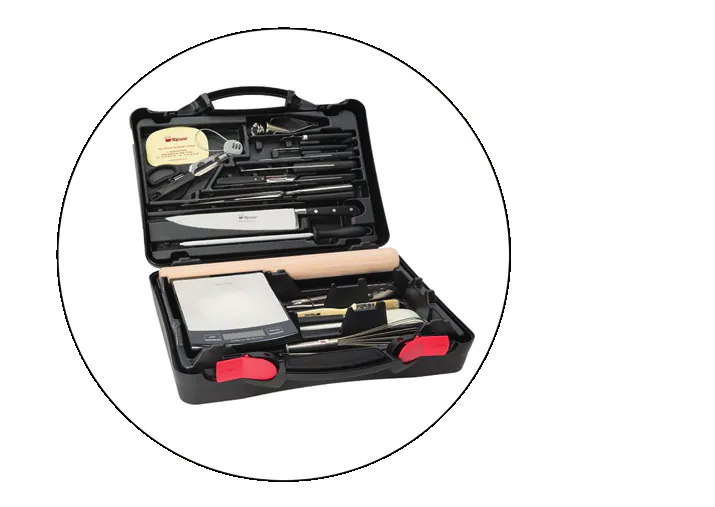 Mallette de formation professionnelle avec couteaux et balance S-INOX intégrée pour l'enseignement des métiers
