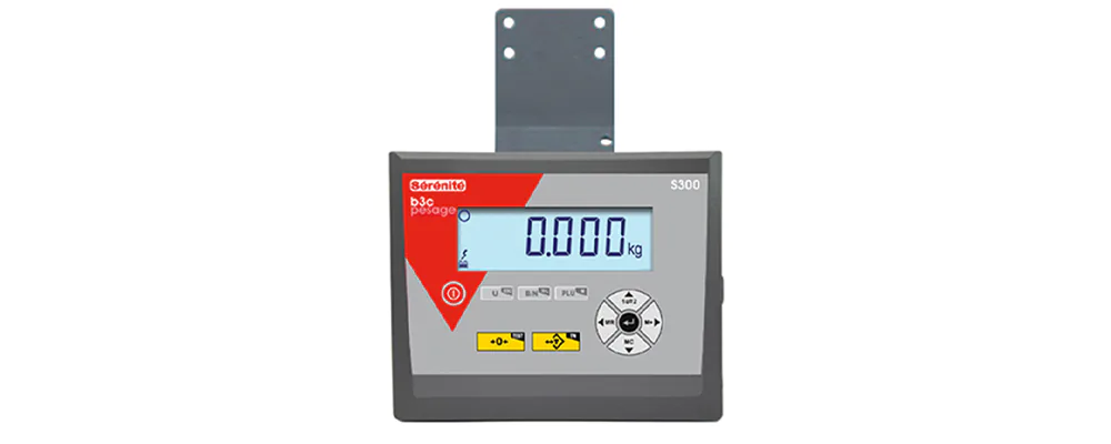 Indicateur ABS IP56 de la S300 présenté avec son support mural fourni de série
