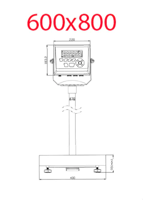 Aperçu du plan coté PDF du format S601-F4, plateau 600 × 800 mm de la balance plate-forme S601