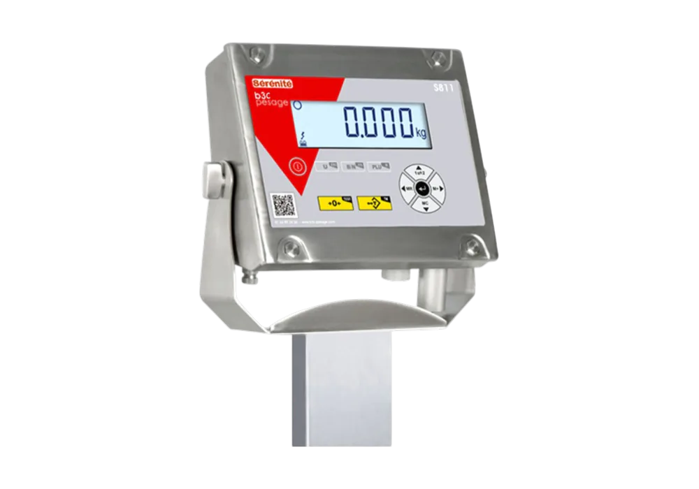 Indicateur tout inox de la balance B3C S811 avec pictogrammes IP67 et résistance au froid, fond blanc