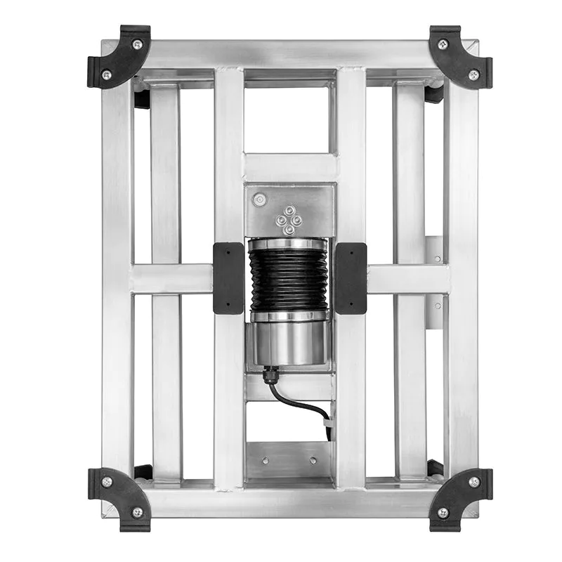 Structure tout inox AISI 304 sous le plateau de la S811, capteur de pesée protégé