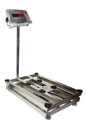 Balance tout inox de la gamme S910 sur colonne pour l'usine agroalimentaire, portées de 3 à 600 kg