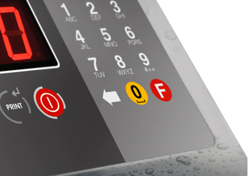 Clavier ergonomique et étanche de l'indicateur S911 IP68 associé aux barres peseuses SBP