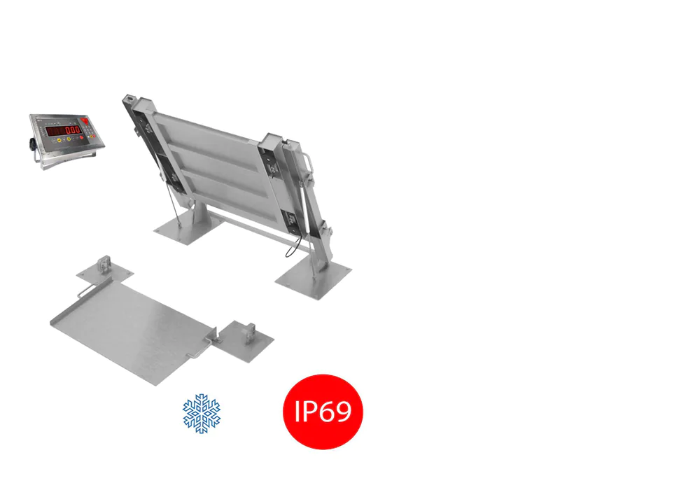 Plate-forme de pesage surbaissée relevable B3C 2814 REL tout inox AISI 316, hauteur de tablier 50 mm