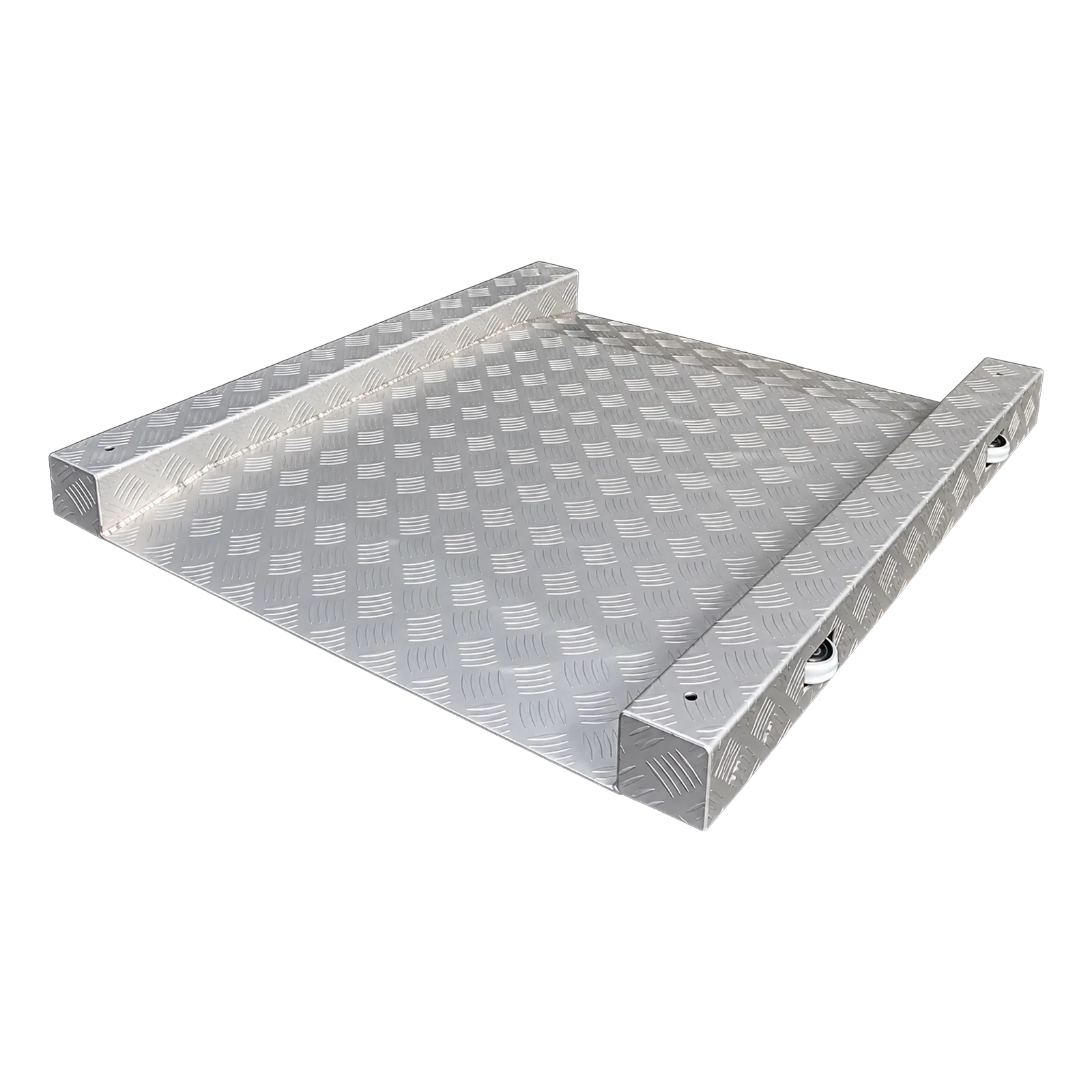 Vue latérale de la plateforme 2814 VT aluminium et de ses rampes