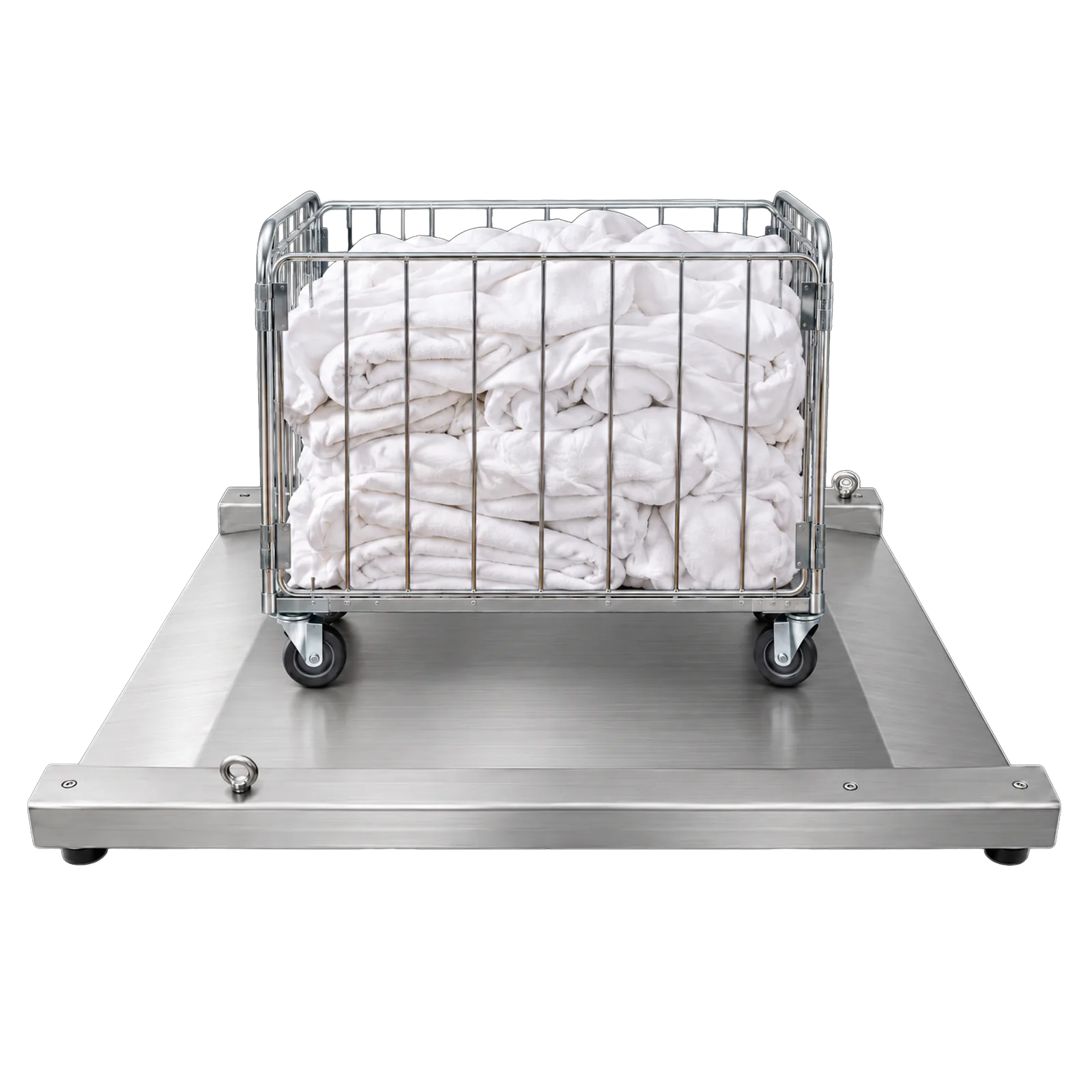 Chariot de linge sur la plateforme surbaissée 2814 VTI inox