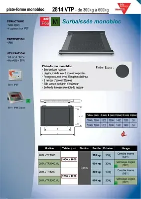 Aperçu de la documentation PDF de la plate-forme surbaissée monobloc 2814.VTP époxy IP66 avec indicateur S911 IP68