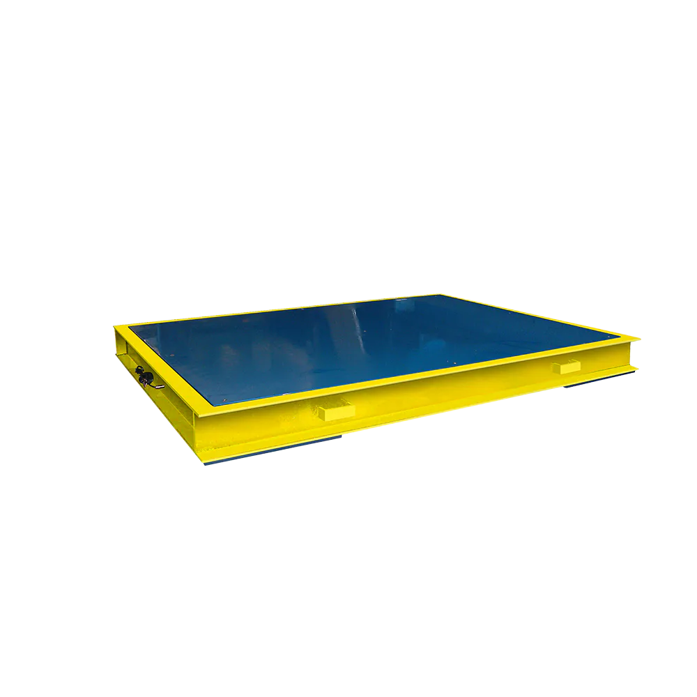 Plate-forme de pesage haute résistance B3C 2816 HR, cadre de protection jaune et tablier acier laqué bleu